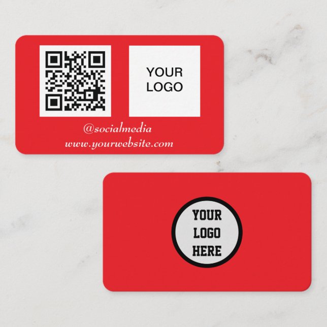 Carte De Visite Médias sociaux QR Code Rouge Professionnel Moderne (Devant / Derrière)