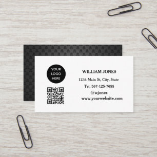 Carte De Visite Médias sociaux QR Code Scannable Black Luxe