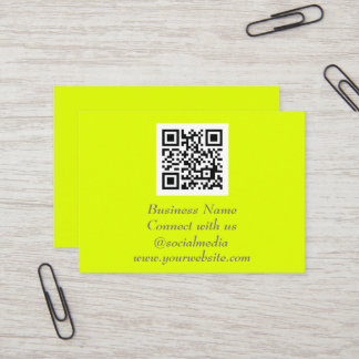 Carte De Visite Médias sociaux QR Code scanner Fluorescent Jaune