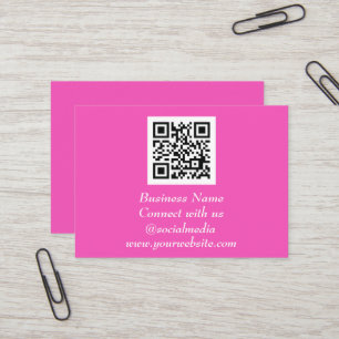 Carte De Visite Médias sociaux QR Code scanner Neon rose
