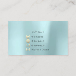 Carte De Visite  Médias sociaux TwitterYouTubeInstagraFaceFB Aqua