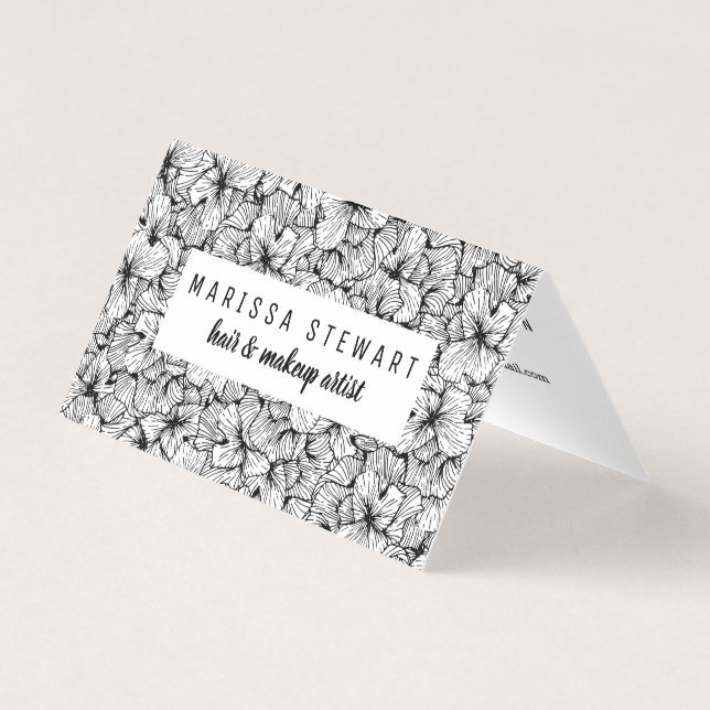 Carte De Visite Médias tirés par la main modernes blancs noirs de (Devant)