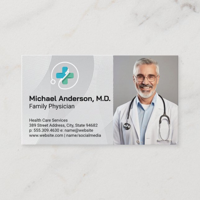 Carte De Visite Medical Doctor Smiling | Health Care Services Logo (Devant)