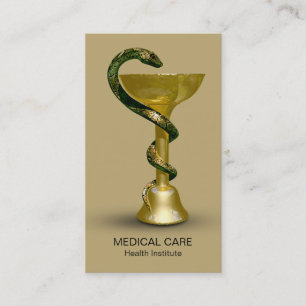 Carte De Visite Médicale Snake Bowl Hygieia Beige Gold Caduceus