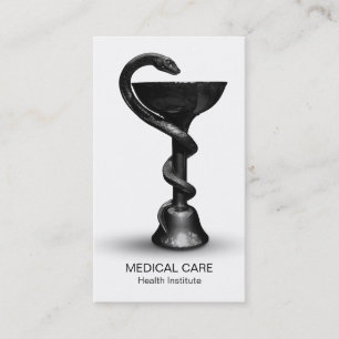 Carte De Visite Médicale Snake Bowl Hygieia Noir Blanc Caduceus