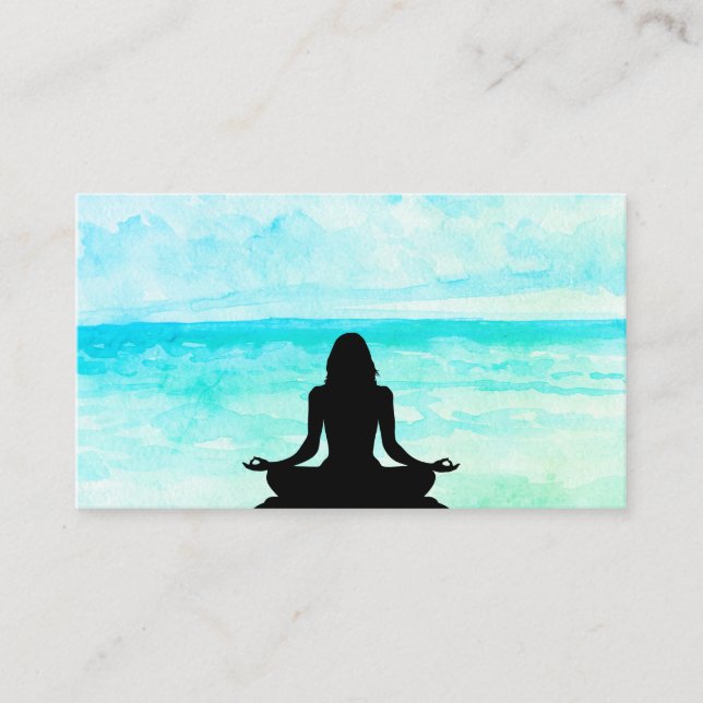 Carte De Visite Méditation de Mindfulness de plage d'océan de yoga (Devant)