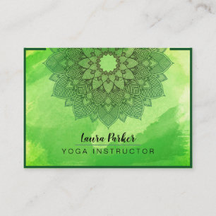 Carte De Visite Méditation du Mandala Lotus vert Yoga holistique