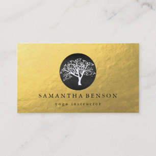 Carte De Visite Méditation élégante de yoga d'arbre d'aquarelle