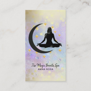 Carte De Visite *~* Méditation Gold Woman + Moon Mindfult Yoga