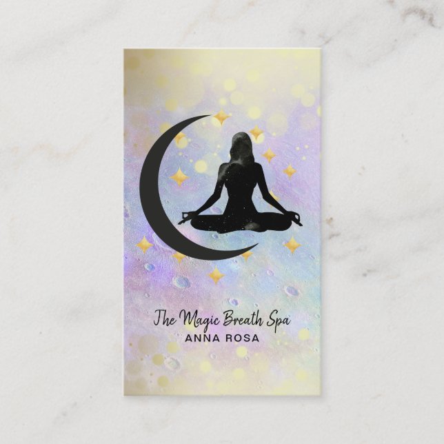Carte De Visite *~* Méditation Gold Woman + Moon Mindfult Yoga (Devant)
