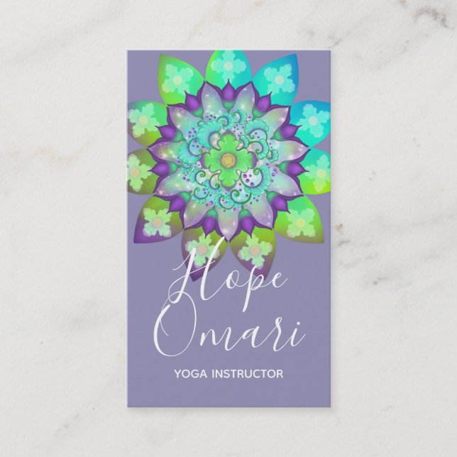 Carte De Visite Méditation  Mandala de fleurs en violet (Devant)