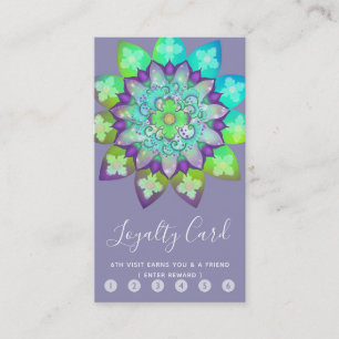 Carte De Visite Méditation Mandala de fleurs en violet Loyauté