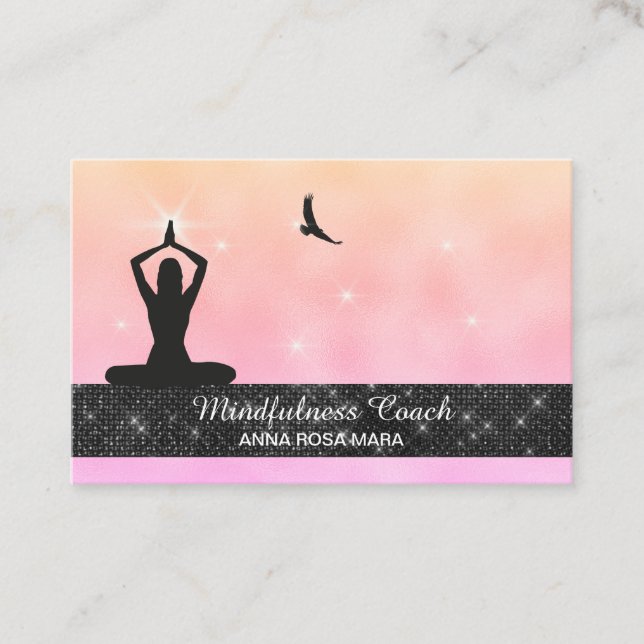 Carte De Visite *~* Méditation Oiseau Aigle Pastel Yoga Parties sc (Devant)
