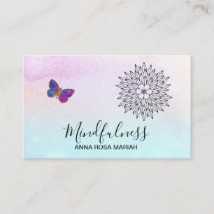 Carte De Visite *~* Méditation Reik Papillon Yoga Floral Mandala