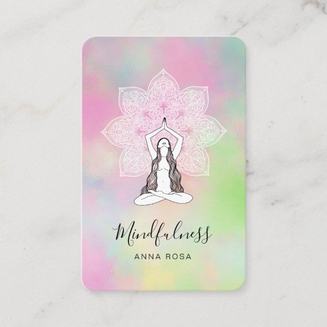 Carte De Visite *~*Méditation Reiki Mindfulness QR Mandala déesse (Devant)