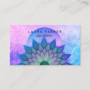 Carte De Visite Méditation Turquoise violette Yoga à fleurs de l