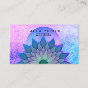 Carte De Visite Méditation Turquoise violette Yoga à fleurs de lot