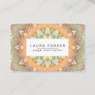 Carte De Visite Méditation verte de yoga de mandala de Lotus