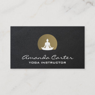 Carte De Visite Méditation Yoga Assis   Fond en cuir