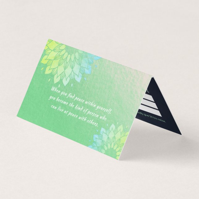 Carte De Visite Méditation Yoga Instructeur Gold Mandala Tarifs (Devant)