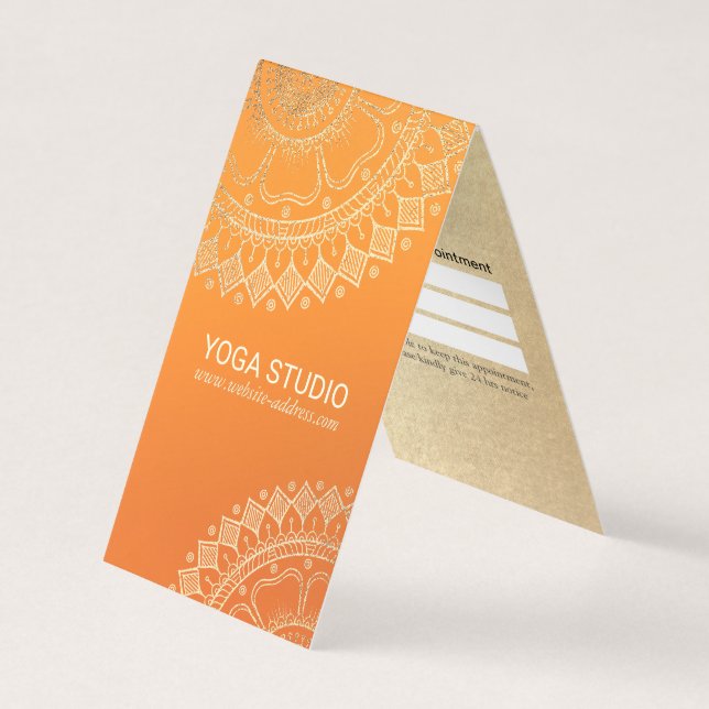 Carte De Visite Méditation Yoga Instructeur Gold Mandala Tarifs (Devant)