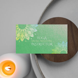 Carte De Visite Méditation Yoga Instructeur Green Gold Foil Mandal
