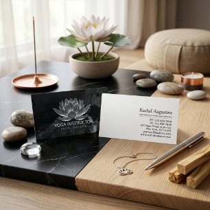 Carte De Visite Méditation YOGA instructeur Reiki noir blanc Lotus