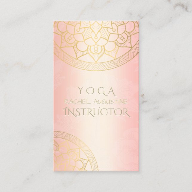 Carte De Visite Méditation YOGA Instructeur Rose chic Gold Mandala (Devant)