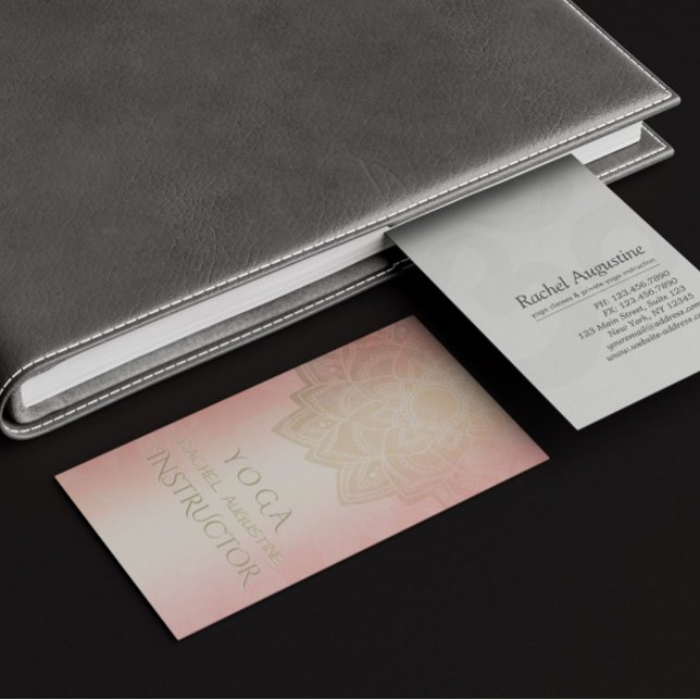 Carte De Visite Méditation YOGA Instructeur Rose chic Gold Mandala (Créateur téléchargé)