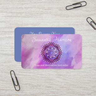Carte De Visite Méditation Yoga Monogramme Purple Mandala Elégant