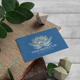 Carte De Visite Méditation YOGA Reiki Instructeur Blue & Gold Lotu