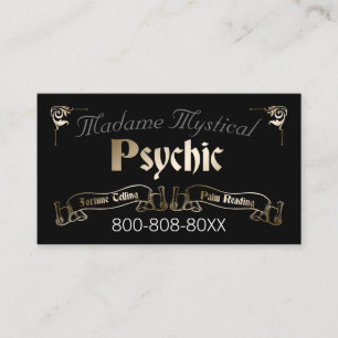 Carte De Visite Médium Psychique Diseuse de bonne aventure en or e