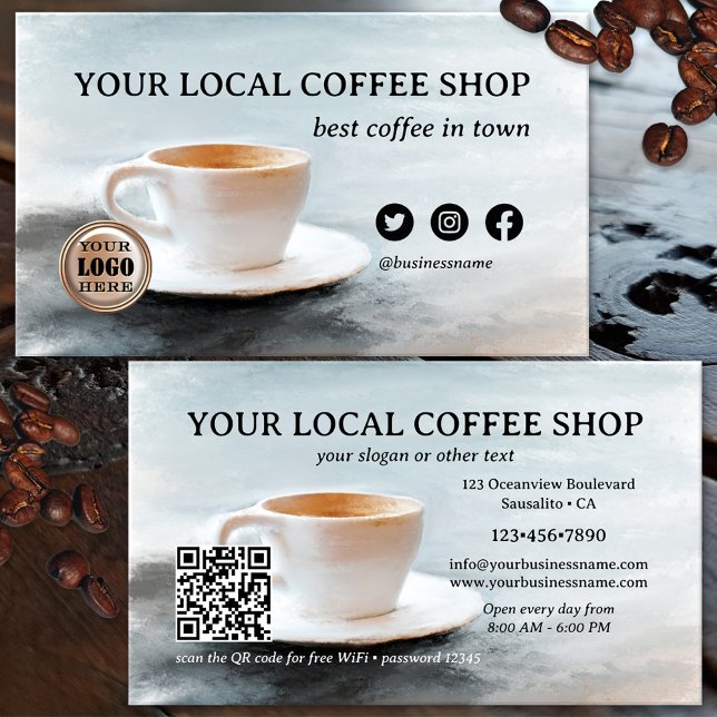Carte De Visite Meilleur Café de la Ville QR Code Beaux-Arts (Créateur téléchargé)