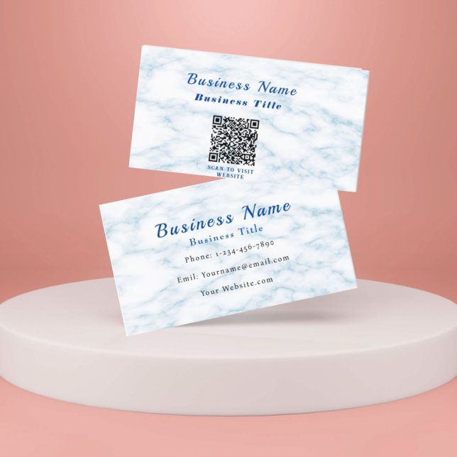 Carte De Visite Meilleur code QR en marbre blanc (Créateur téléchargé)