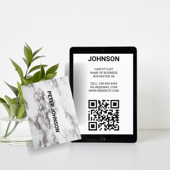 Carte De Visite Meilleur code QR moderne blanc et noir (Créateur téléchargé)