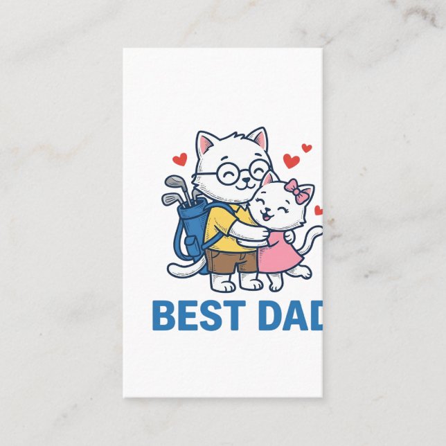 Carte De Visite Meilleur Papa Golf Chat Câlin Mignon Design Vector (Devant)