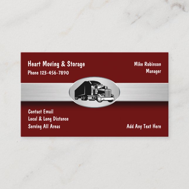 Carte De Visite Meilleur Service De Camionnage De Déplacement Et D (Devant)