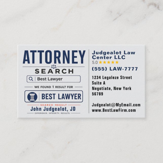 Carte De Visite Meilleure publicité marketing pour avocat (Devant)