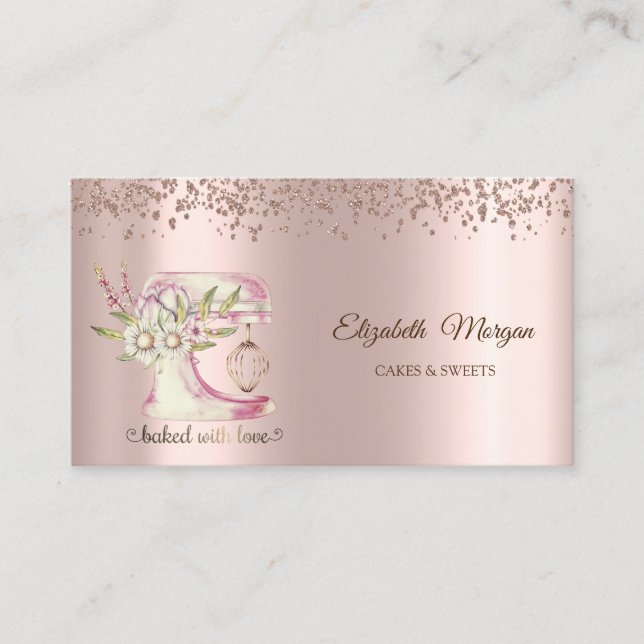 Carte De Visite Mélange de fleurs de diamants élégants Rose Gold B (Devant)