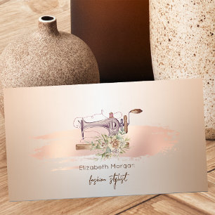 Carte De Visite Mélange Élégant Fleur Rose Gold Pinceau