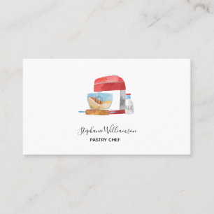 Carte De Visite Mélangeur à gâteau aquarelle moderne Boulangerie 