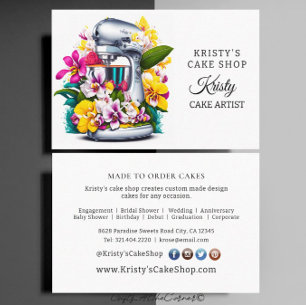 Carte De Visite Mélangeur à gâteau élégant Orchidées roses jaunes 
