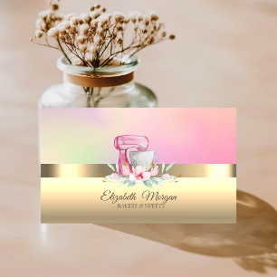 Carte De Visite Mélangeur à gâteau professionnel élégant Fleur de 