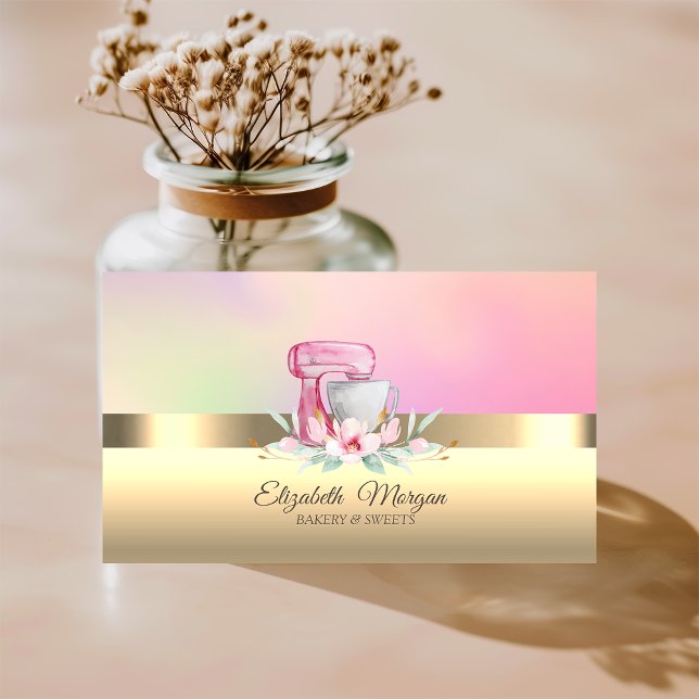 Carte De Visite Mélangeur à gâteau professionnel élégant Fleur de  (Créateur téléchargé)