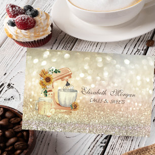 Carte De Visite Mélangeur aquarelle Tournesols Bokeh Boulangerie 
