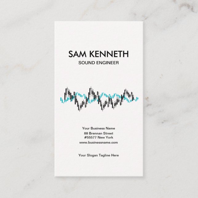 Carte De Visite Mélangeur bleu noir simple simple d'audio d'ondes (Devant)