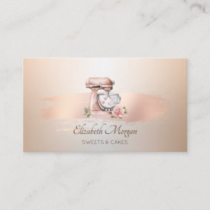 Carte De Visite Mélangeur coeurs fleur rose gold coup de pinceau B