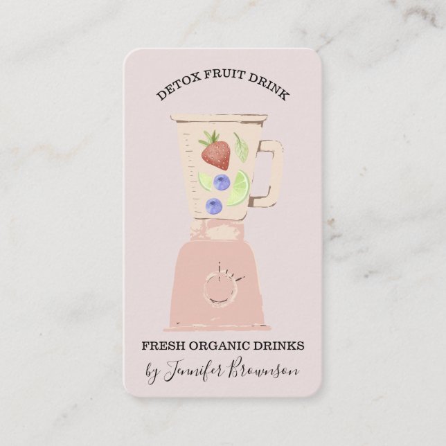 Carte De Visite Mélangeur de boisson détox rose aux fruits frais (Devant)