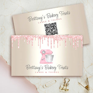 Carte De Visite Mélangeur de boulangerie rose Blush Paillettes sur
