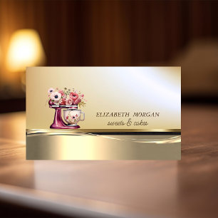 Carte De Visite Mélangeur de gâteau élégant et professionnel Fleur